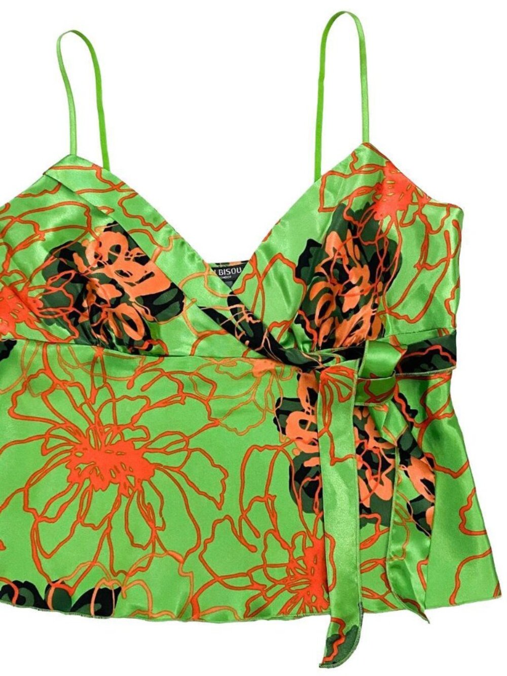 Early 2000s Bisou Bisou cami tank top with a bright tropical floral print